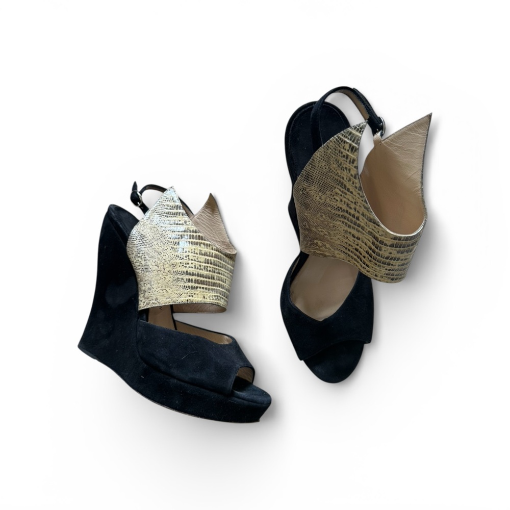 Paul Andrew wedges suede snakeskin